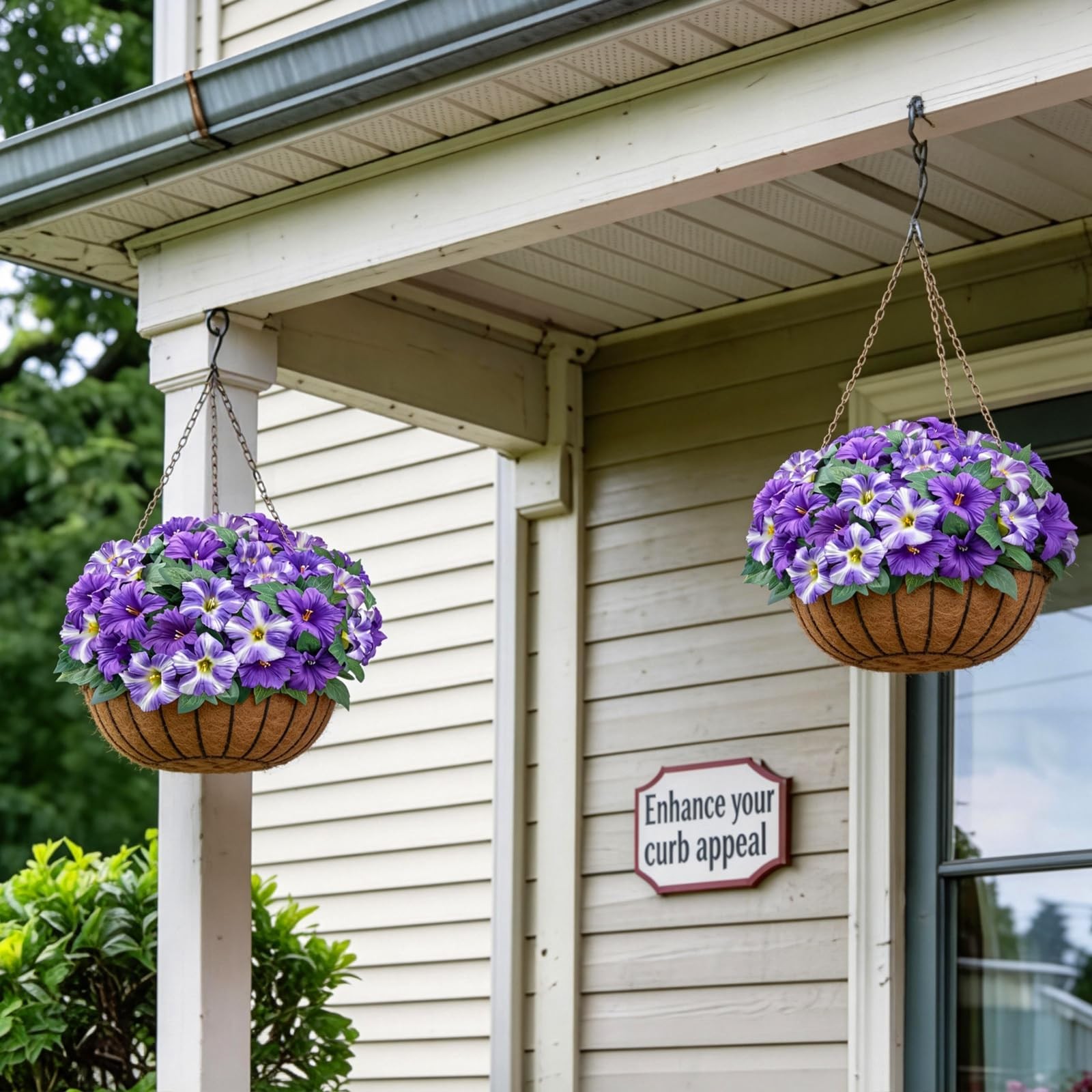6Pcs Artificial Petunias for Outdoors UV Resistant Purple Faux Petunias for O…
