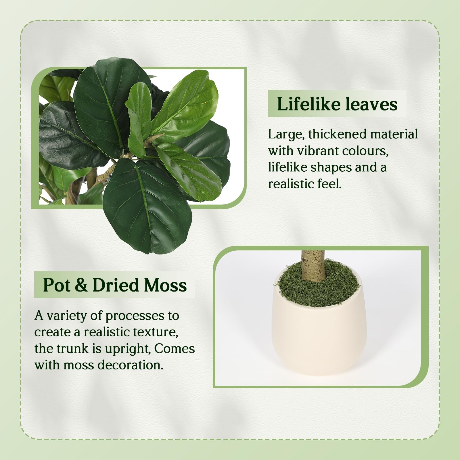 Artificial Fiddle Leaf Fig Tree 7FT for Faux Plants Indoor Home Green Decor
