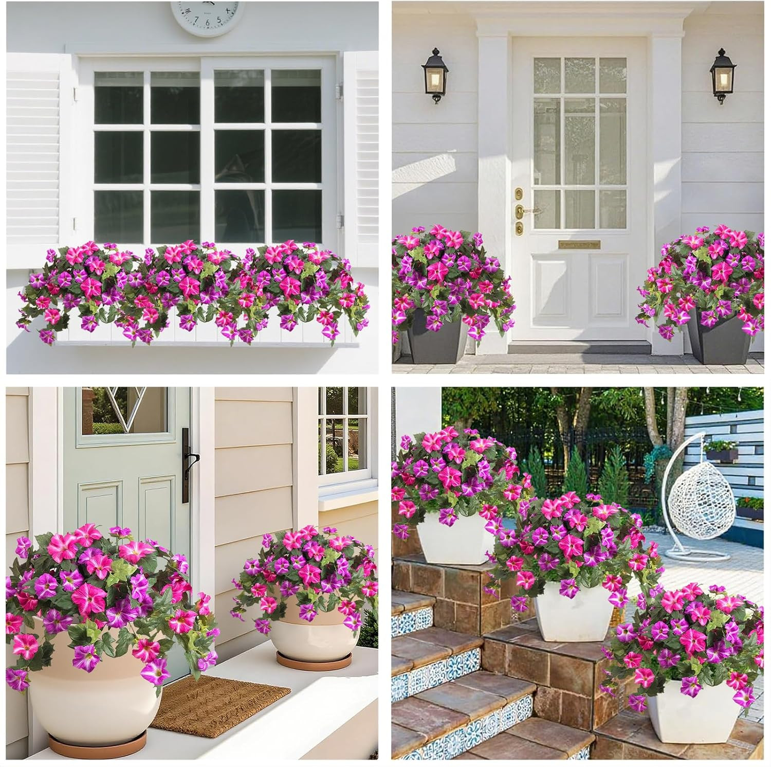 UV Resistant Faux Petunias – 4PCS Outdoor Silk Flowers for Garden & Porch Decor