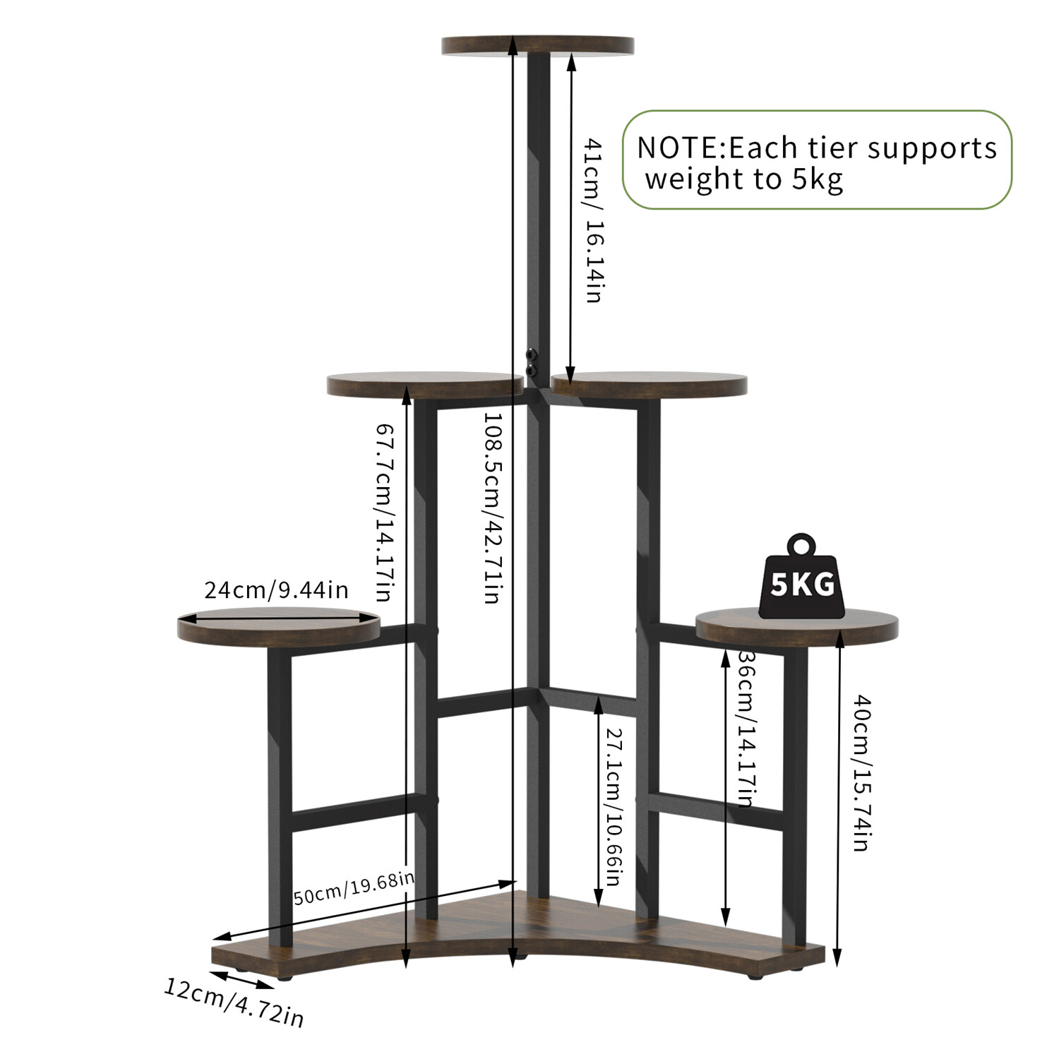 Industrial 5 Tier Tall Plant Stand Multiple Potted Flower Display Rack Holder