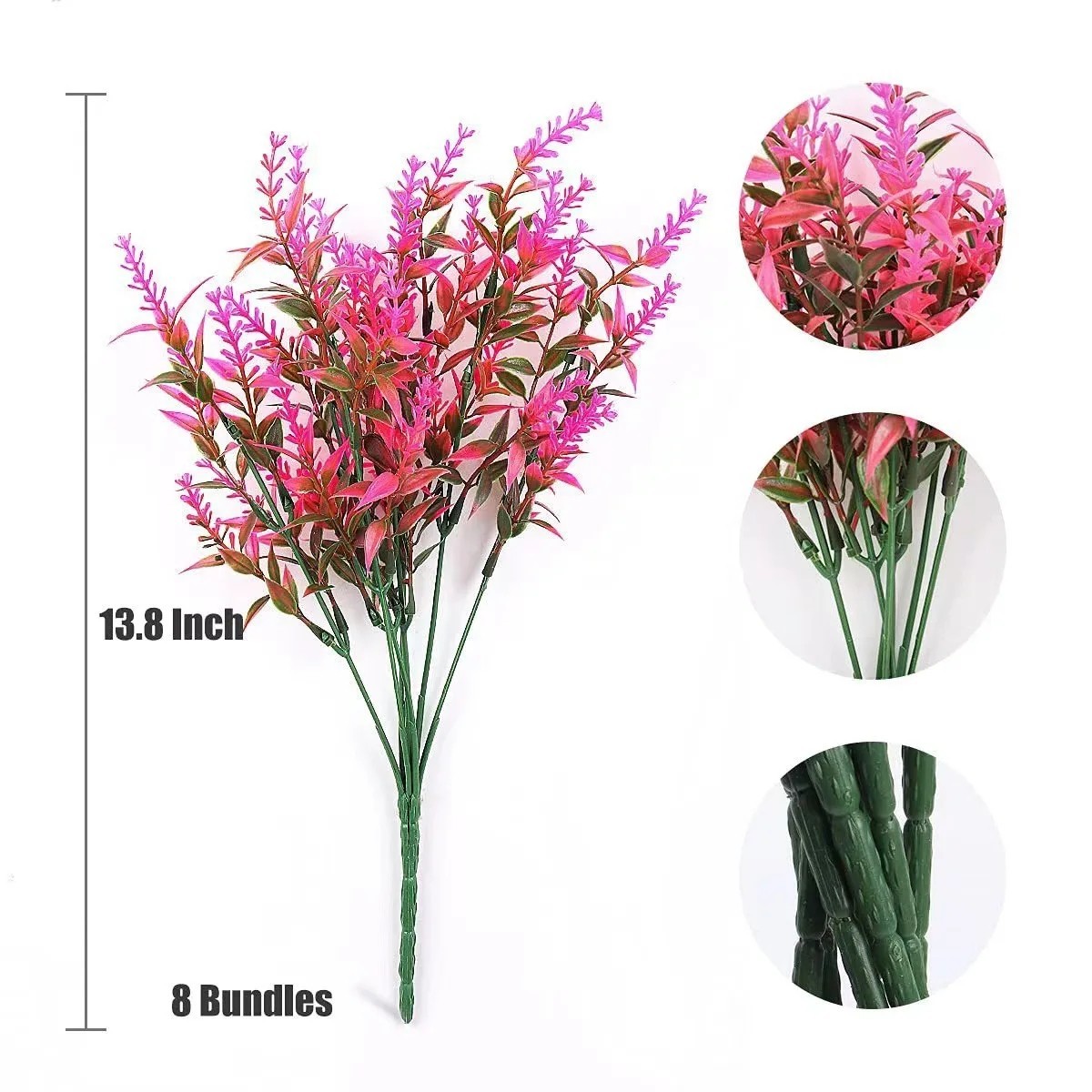 Bundles Artificial Flowers Plastic Plants Fake Outdoor Faux UV Resistant Decor