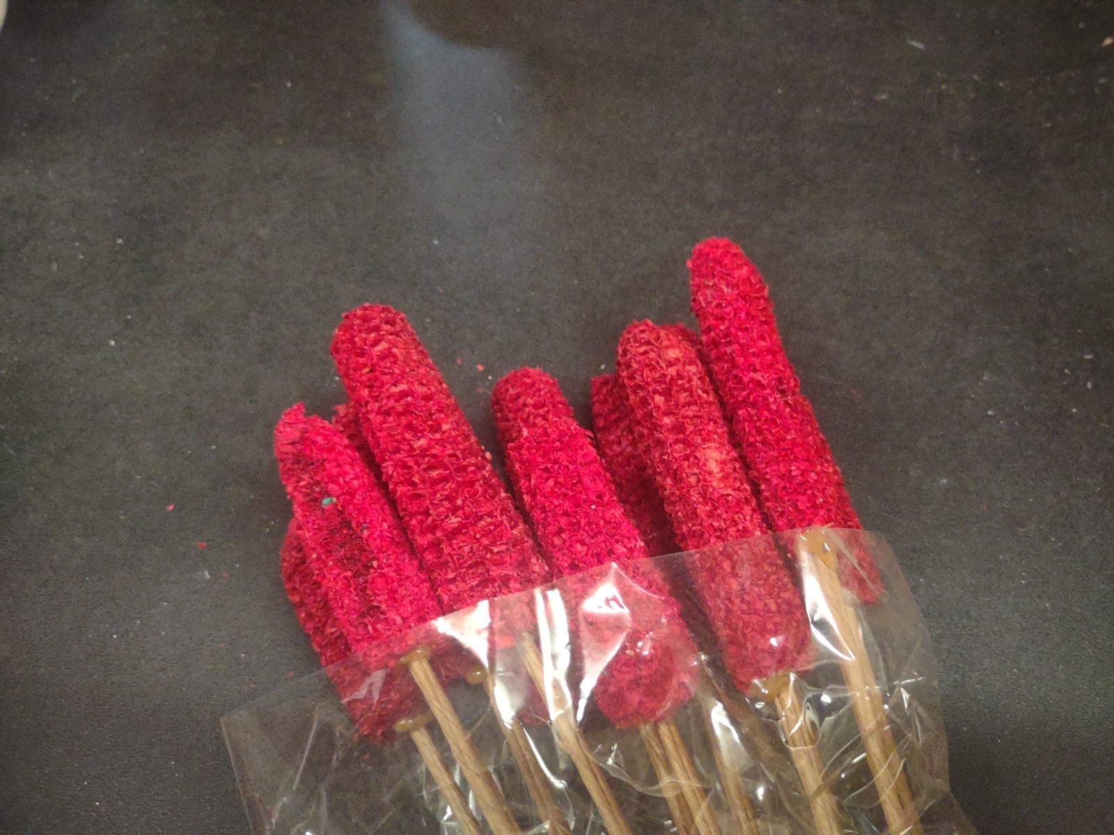 12 Wired Stems of Dried Corncobs, Real Dry Corn Cob for Floral Design, Red Dyed