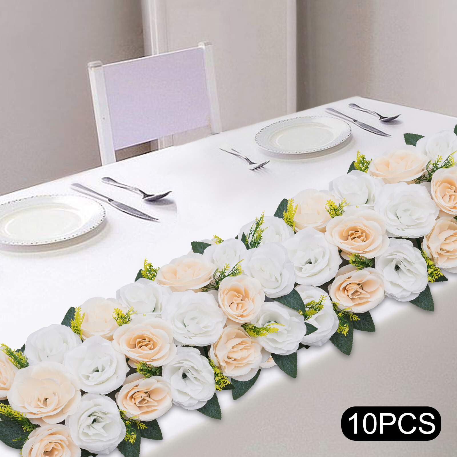 10* White Wedding Dining Table Artificial Rose Flower Centerpieces 50*25 cm