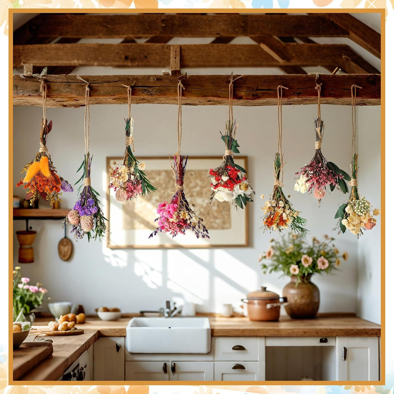 Mini Dried Flower Bouquet Set – Boho Wall Decor for Home and Table
