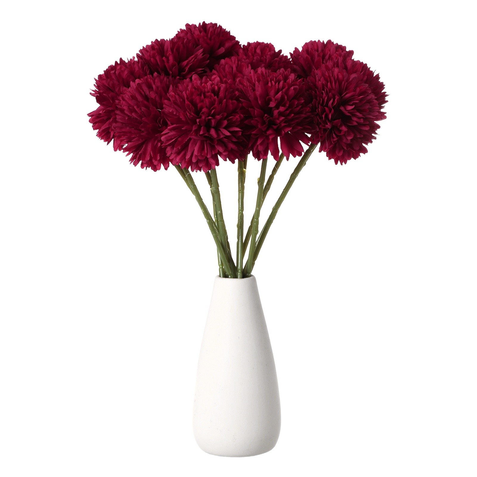 12pcs Artificial Chrysanthemum Ball Flowers Faux Mum Flower Bouquet, Magenta