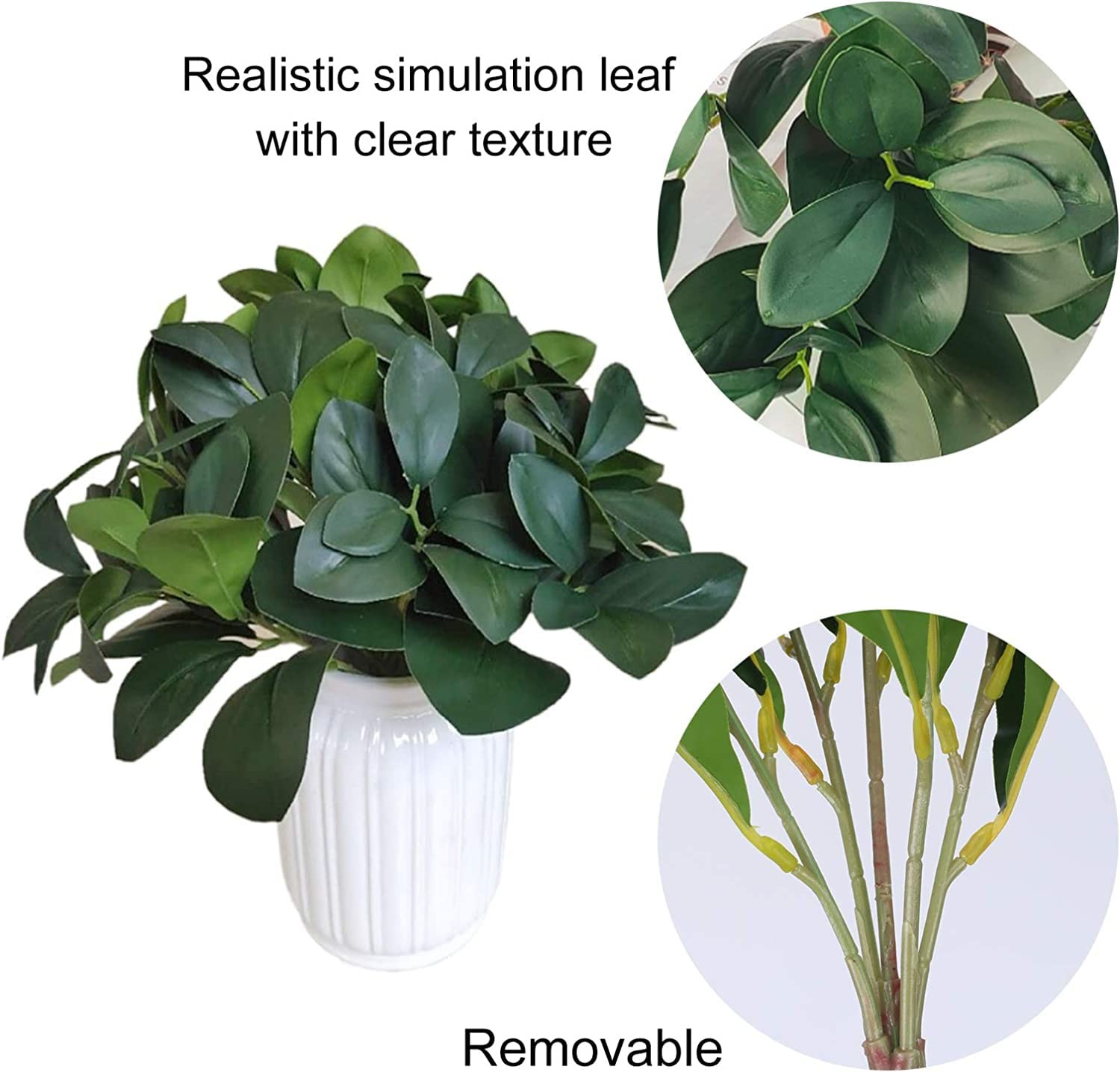 8Pcs Artificial Silk Greenery Fake Eucalyptus Leaves Stems Faux Shrubs Plants