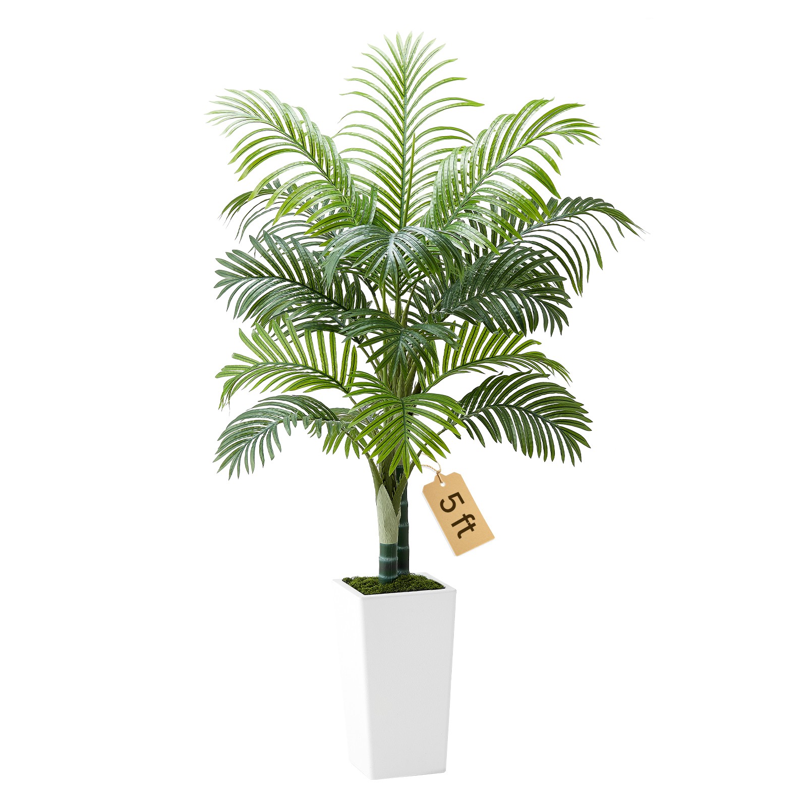 VEVOR 5ft Artificial Areca Palm Tree Fake Plant with White Planter Indoor