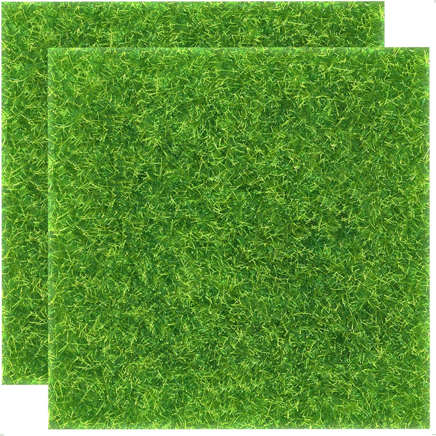 2 Pieces of 6X6 Inches Fake Grass for Crafts – Artificial Grass – DIY Mini Garde