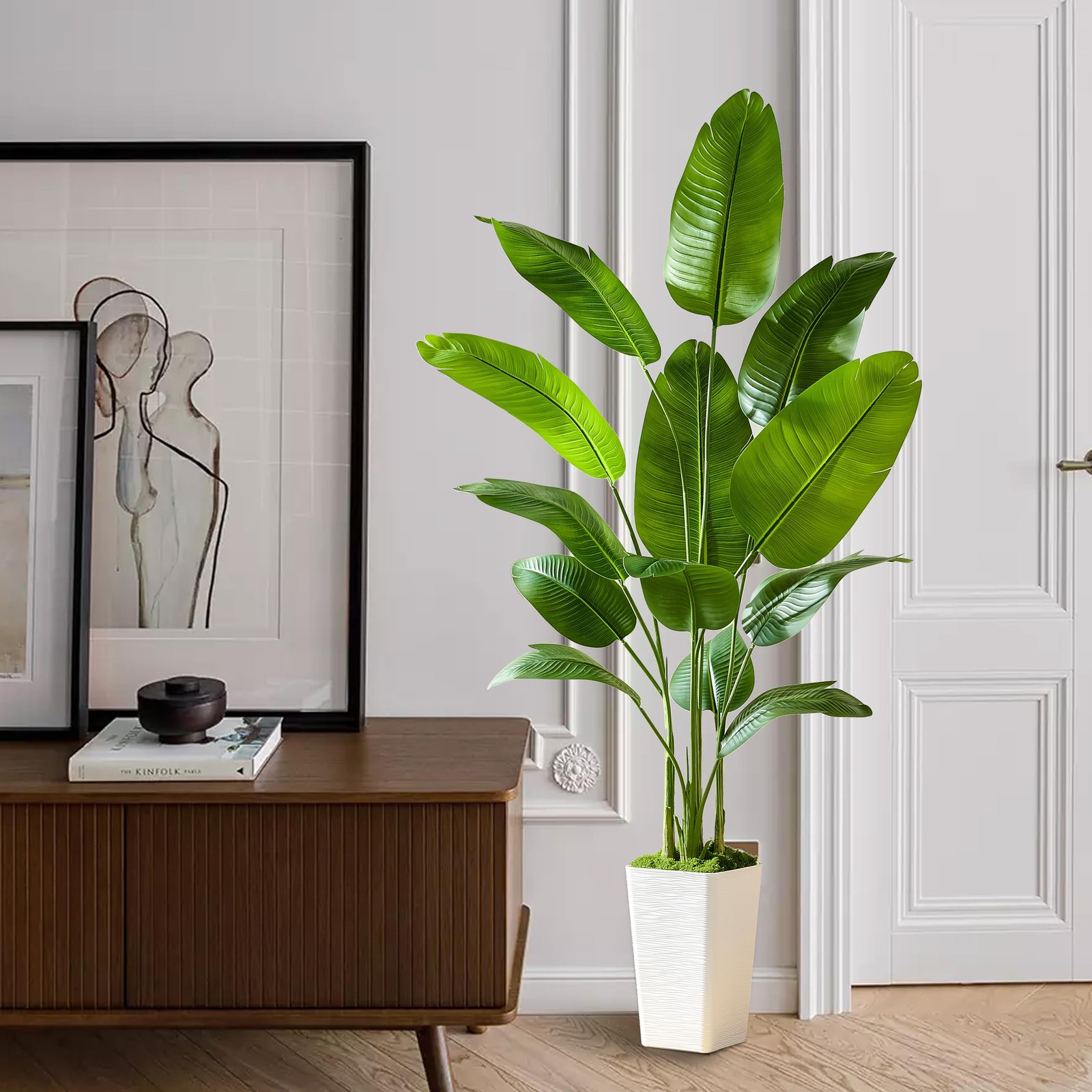 Bird of Paradise Artificial Plant, 6FT Faux Plants Indoor Banana Leaf Tree wi…