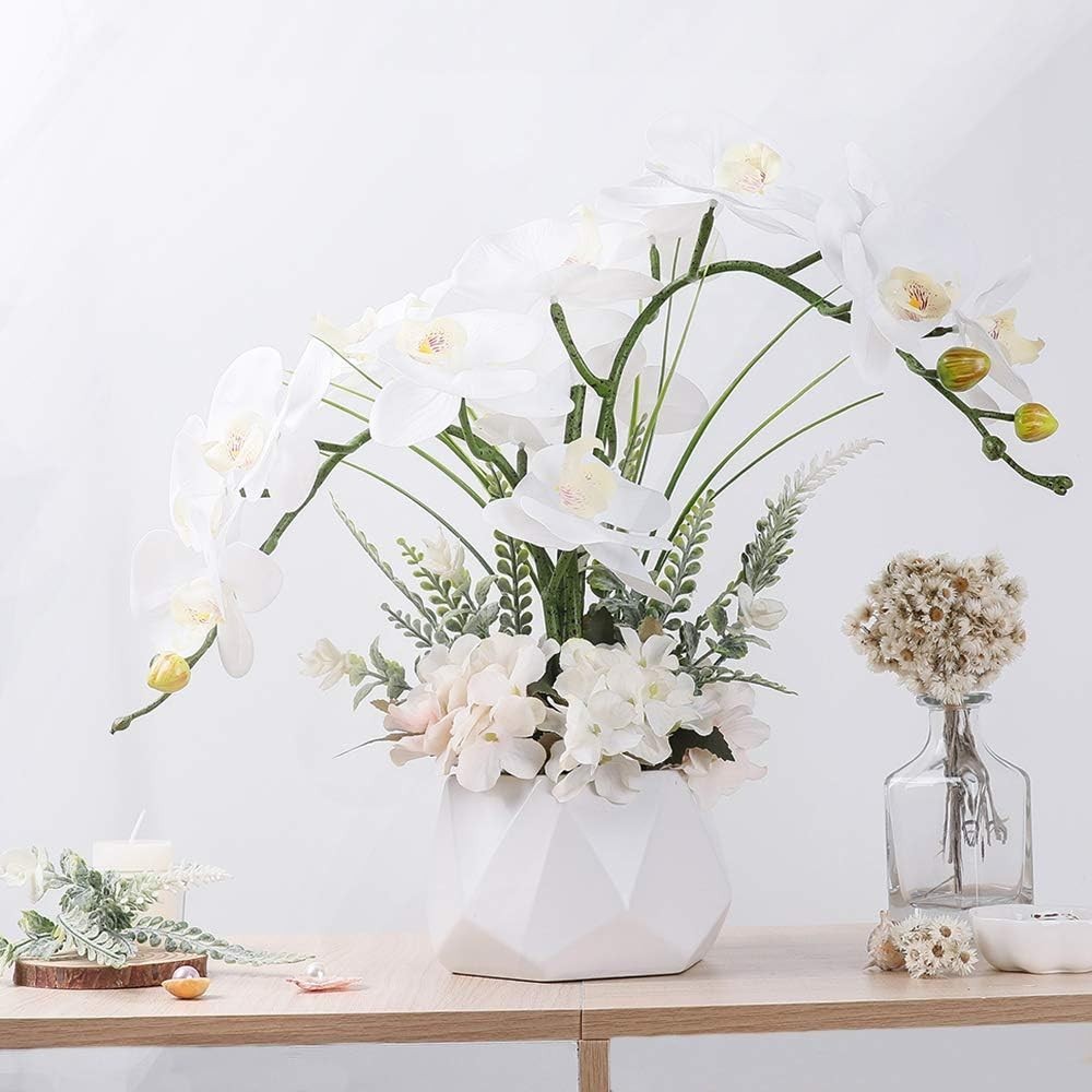 Real Touch White Orchid in Vase, Home Decoration