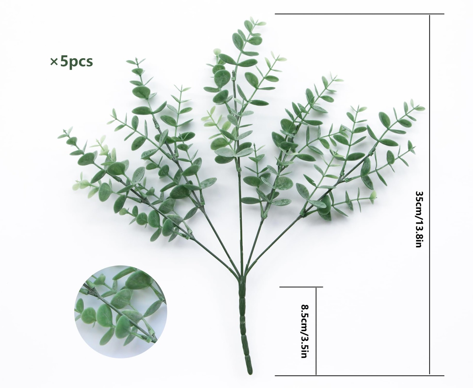 5Pcs Artificial Eucalyptus Stems，Artificial Greenery Fake Dust Frosted Eucaly…