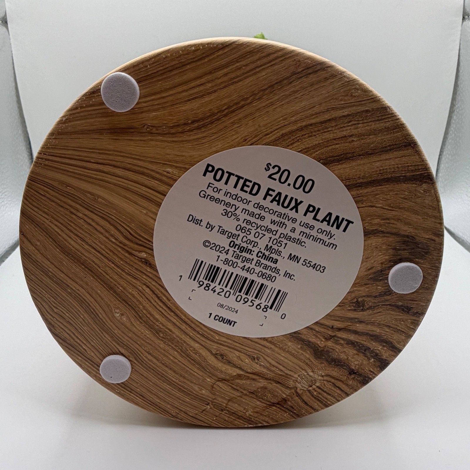 2pk Threshold Round Wood Faux Plant 6″ Diameter Natural Wood base