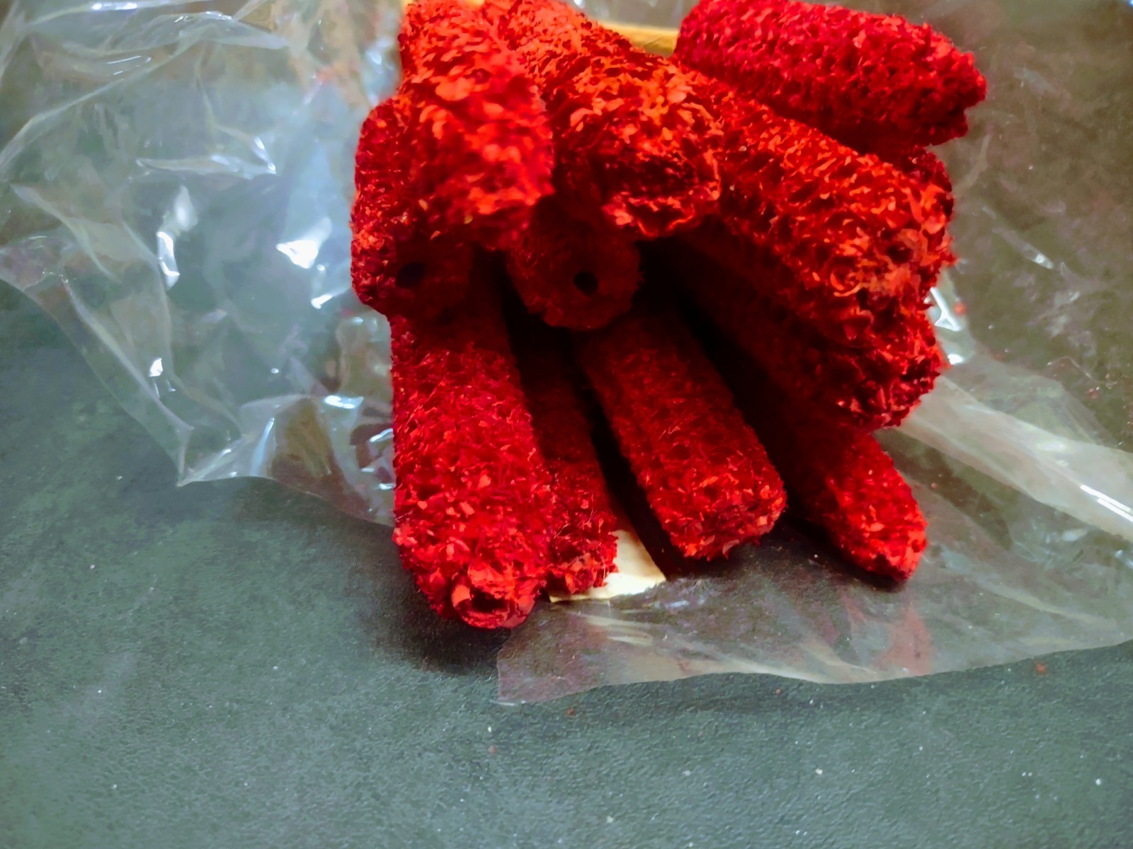 12 Wired Stems of Dried Corncobs, Real Dry Corn Cob for Floral Design, Red Dyed