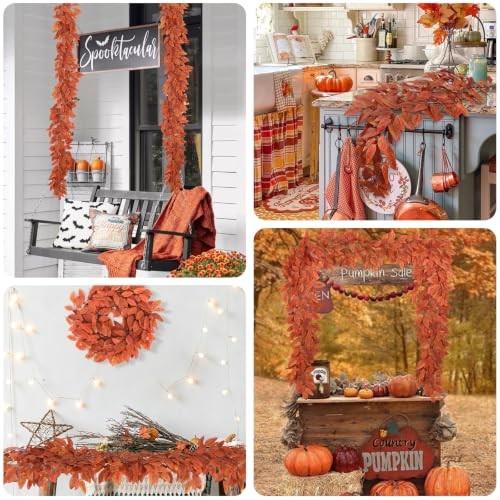 Artificial Eucalyptus Leaves Vine 6Ft Fall Ivy Garland | Fake Vine Orange
