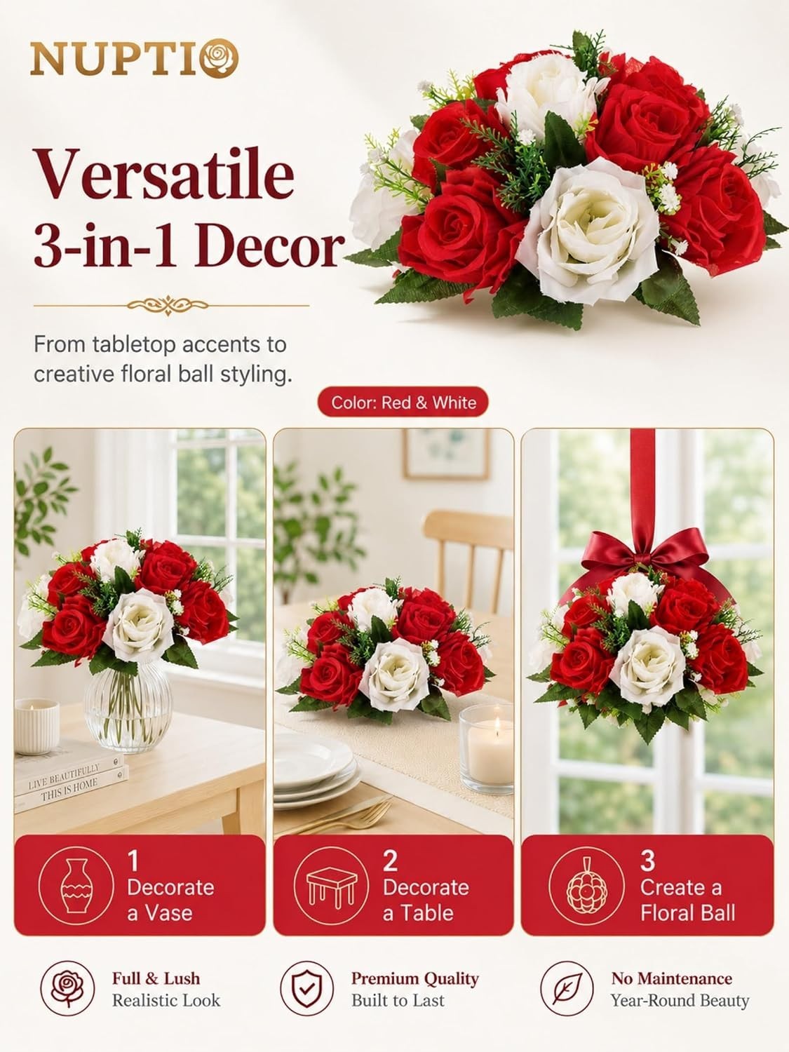Artificial Flower Balls for Centerpieces – 15 Heads