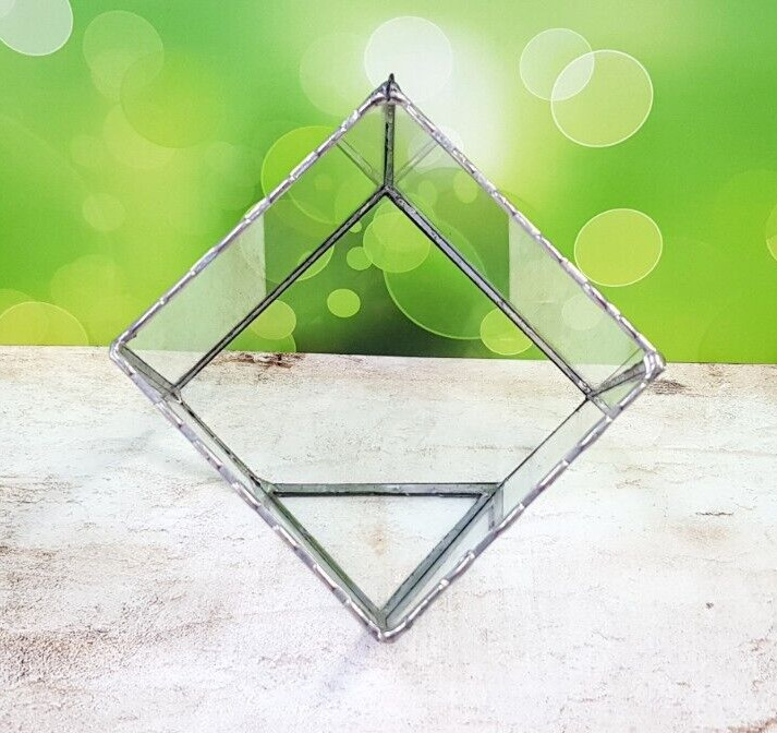 Stained Glass Terrarium Cube Geometric Transparent 2 mm Planter For Indoor
