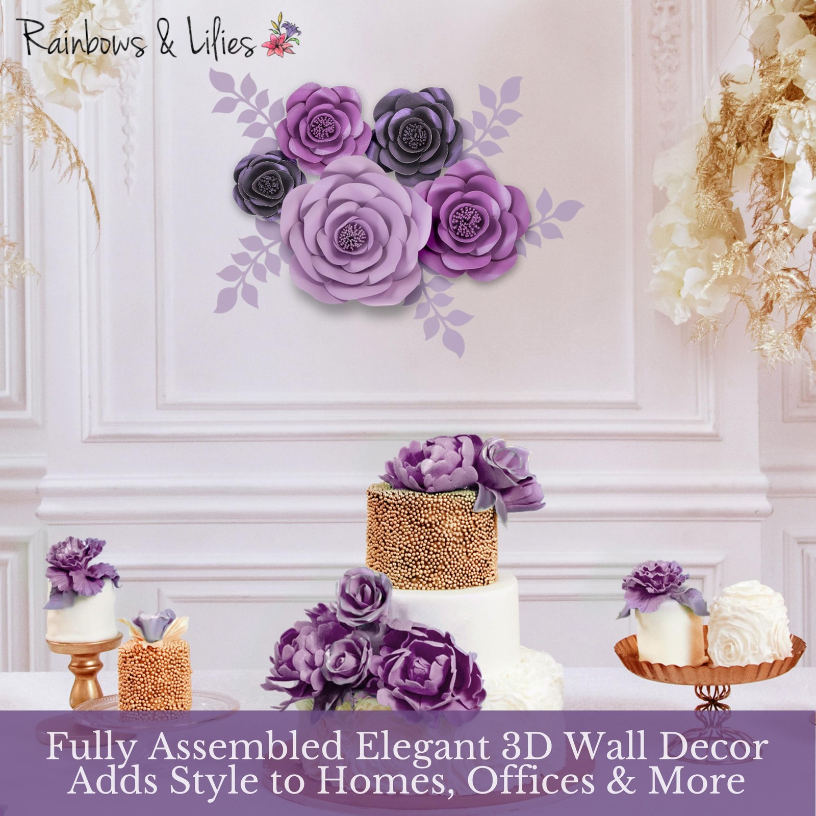 10pc Large Paper Flowers Decorations for Wall – 3D Flower Wall Backdrop for N…