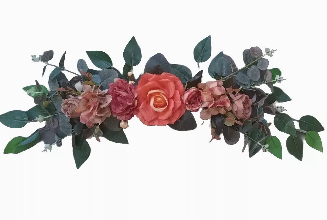 Orange Rose & Hydrangea 24″ Wall Door Silk Flower Arrangement Home Decor ES096