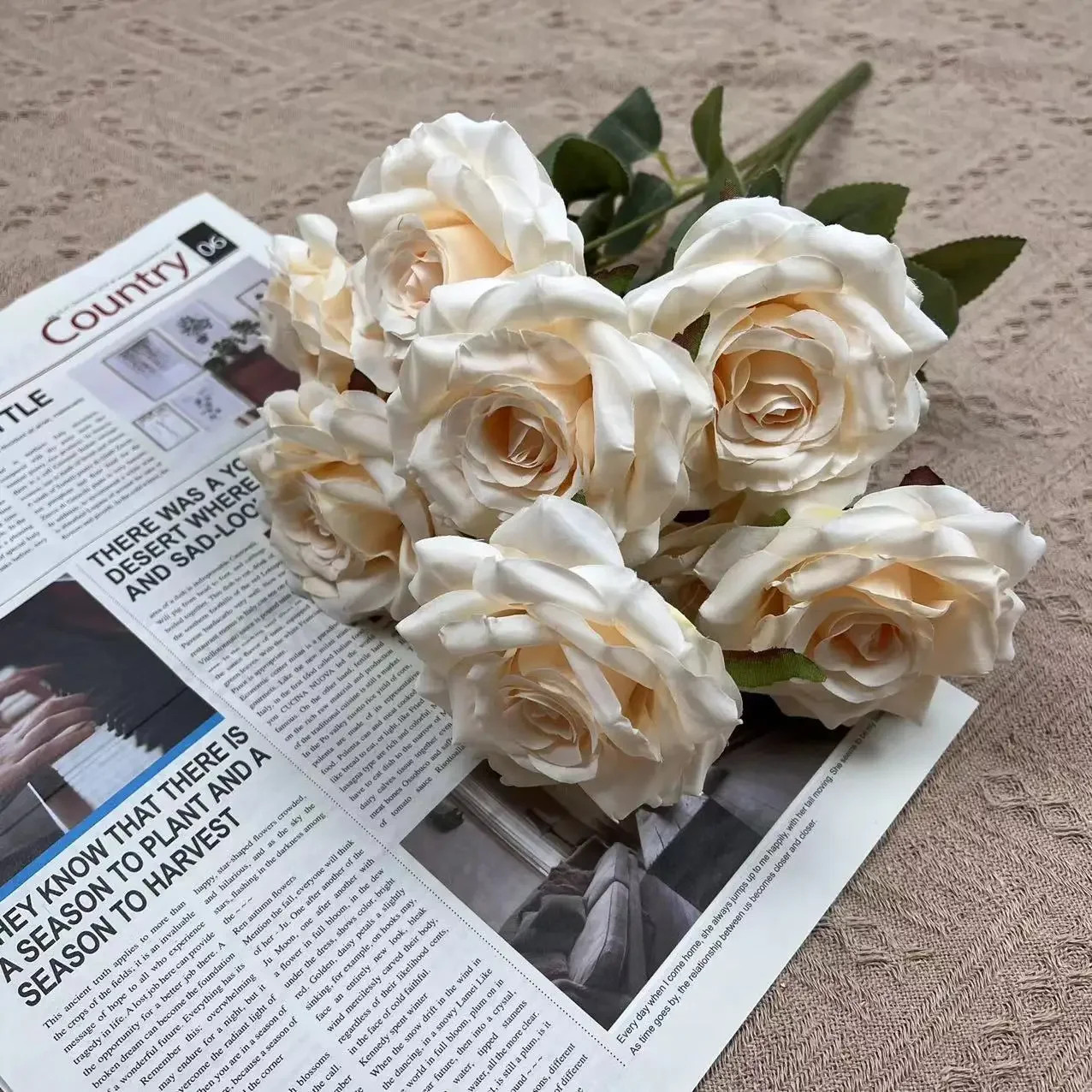 9 Head Diamond Roses European Artificial Flowers Home Wedding Rose Wedding Hotel