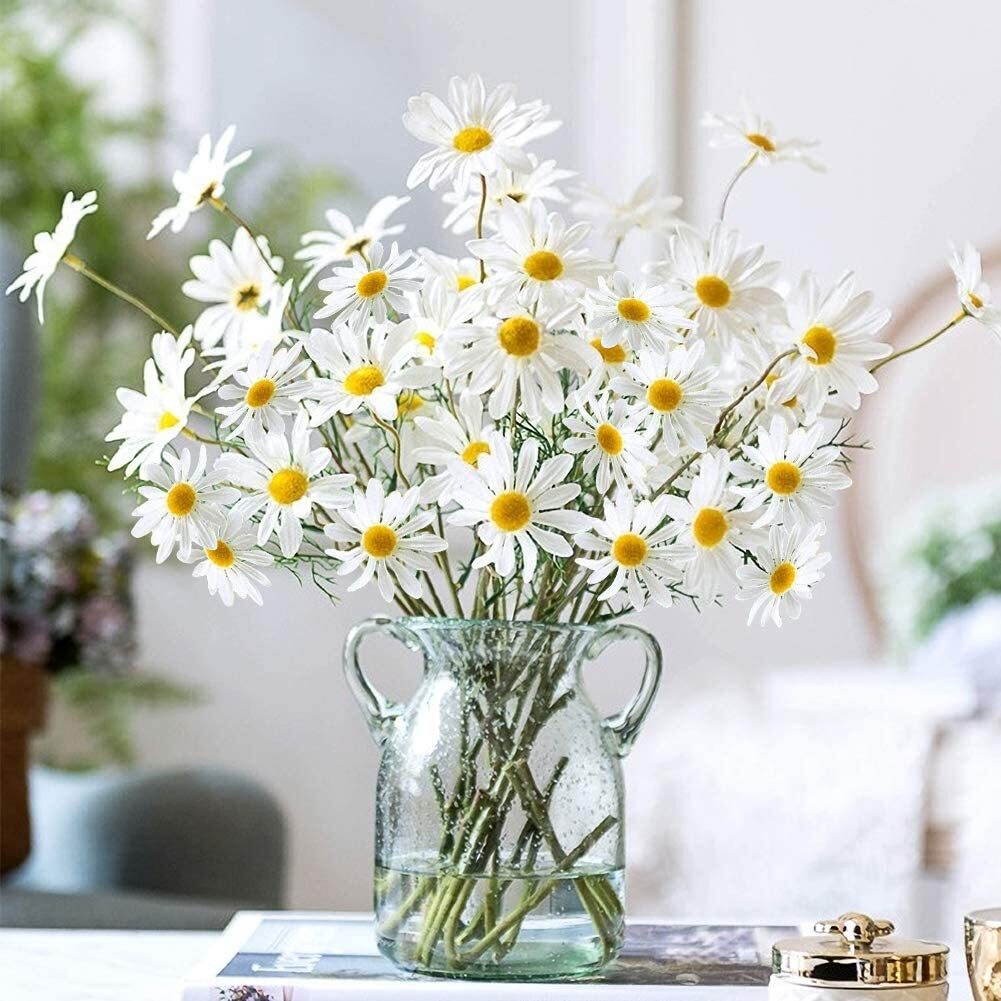 Artificial Silk Daisy Flower with Long Stems for Home Decor Indoor Outside Table