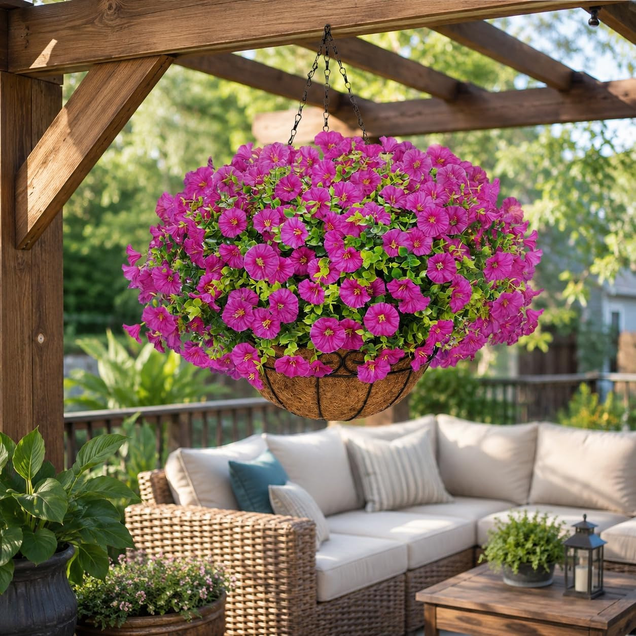 UV Resistant Faux Silk Morning Glory Hanging Flowers for Outdoor Decor