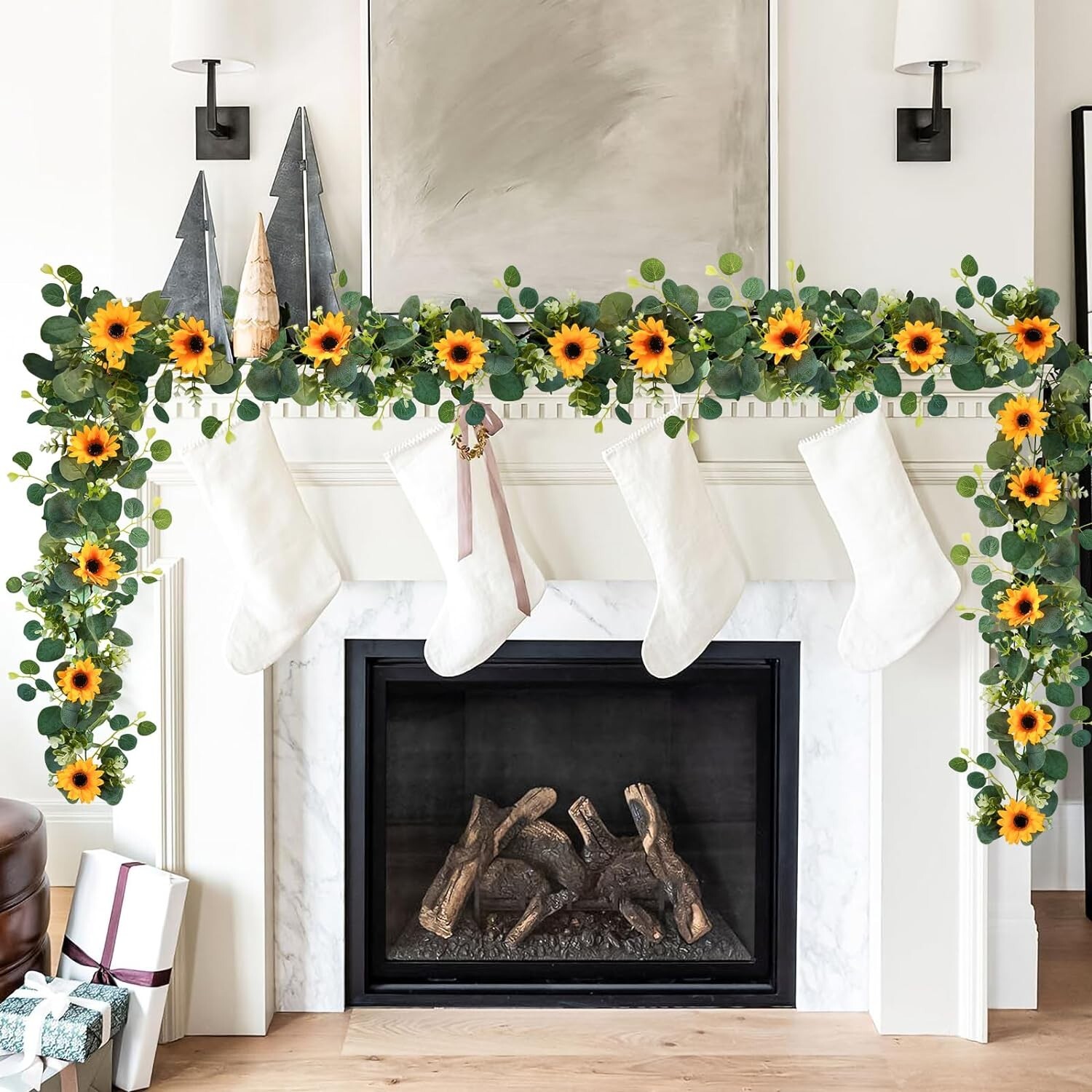 2 Pack of Lifelike 6ft Silk Sunflower Hanging Vines for -Round Decor