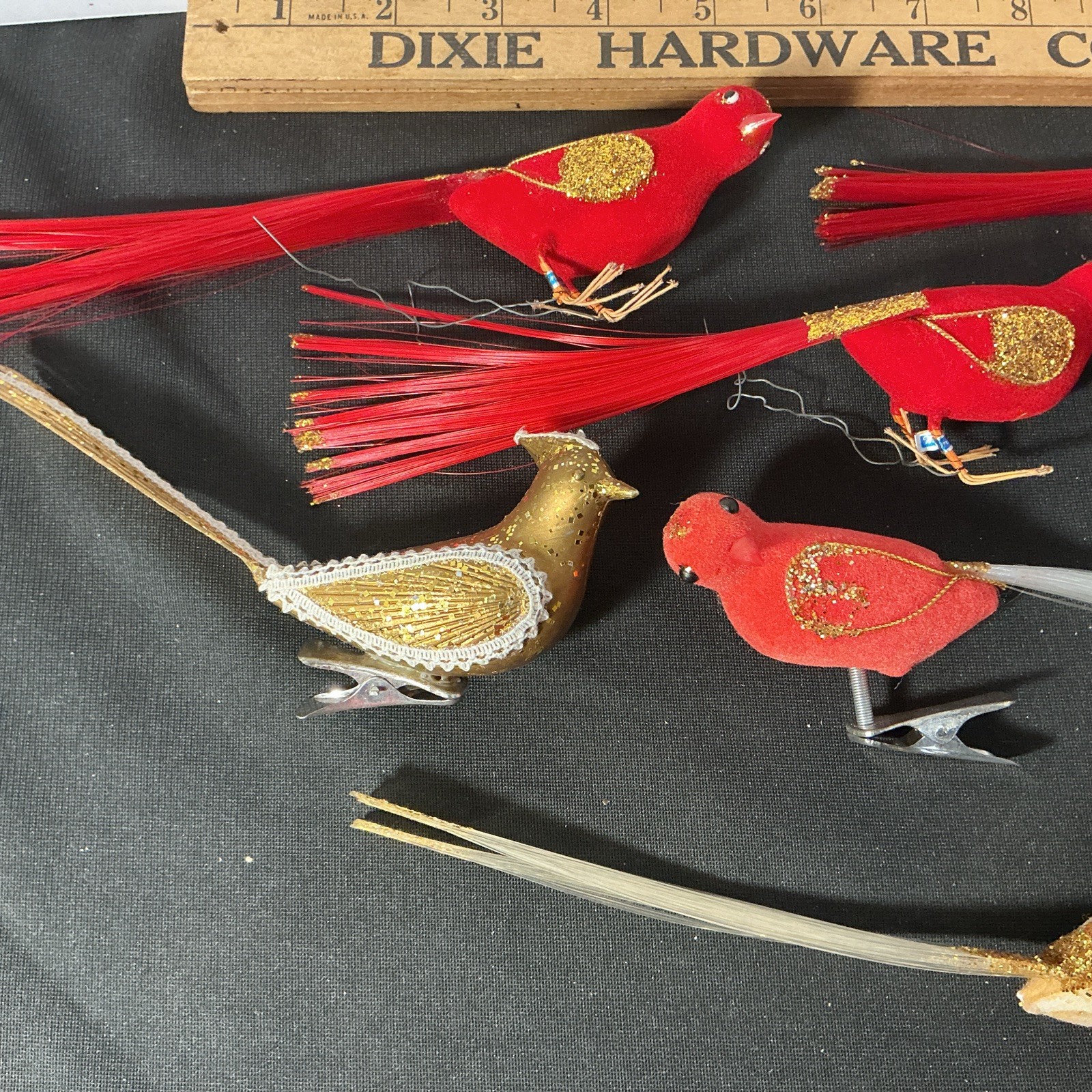 Lot Of 7 Vintage Assorted Artificial Bird Ornaments Craft Wire And Clip On