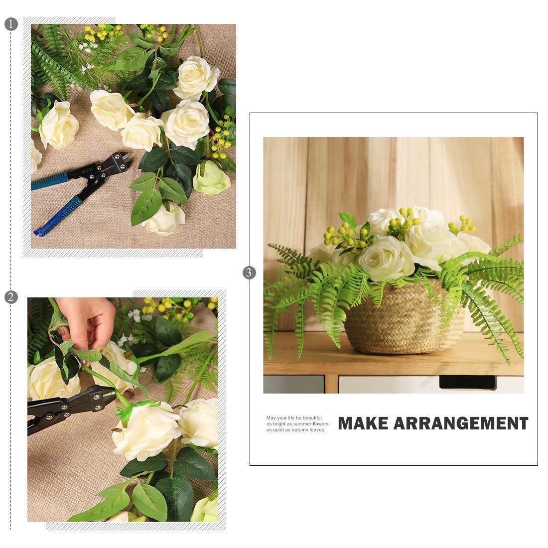 Hawesome 12PCS Artificial Silk Flowers Realistic Roses Bouquet Long Stem for