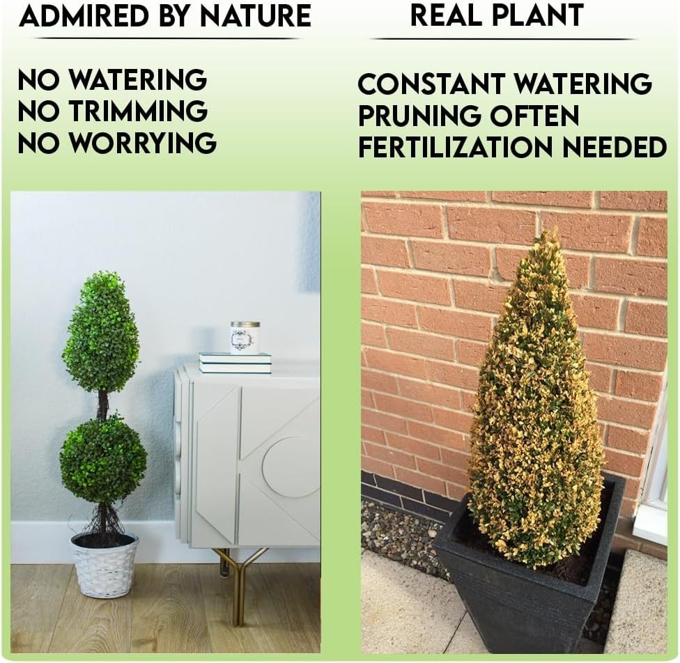 Lush 36″ Artificial Topiary with 2 Ball Shape Design – Ideal for All Seasons