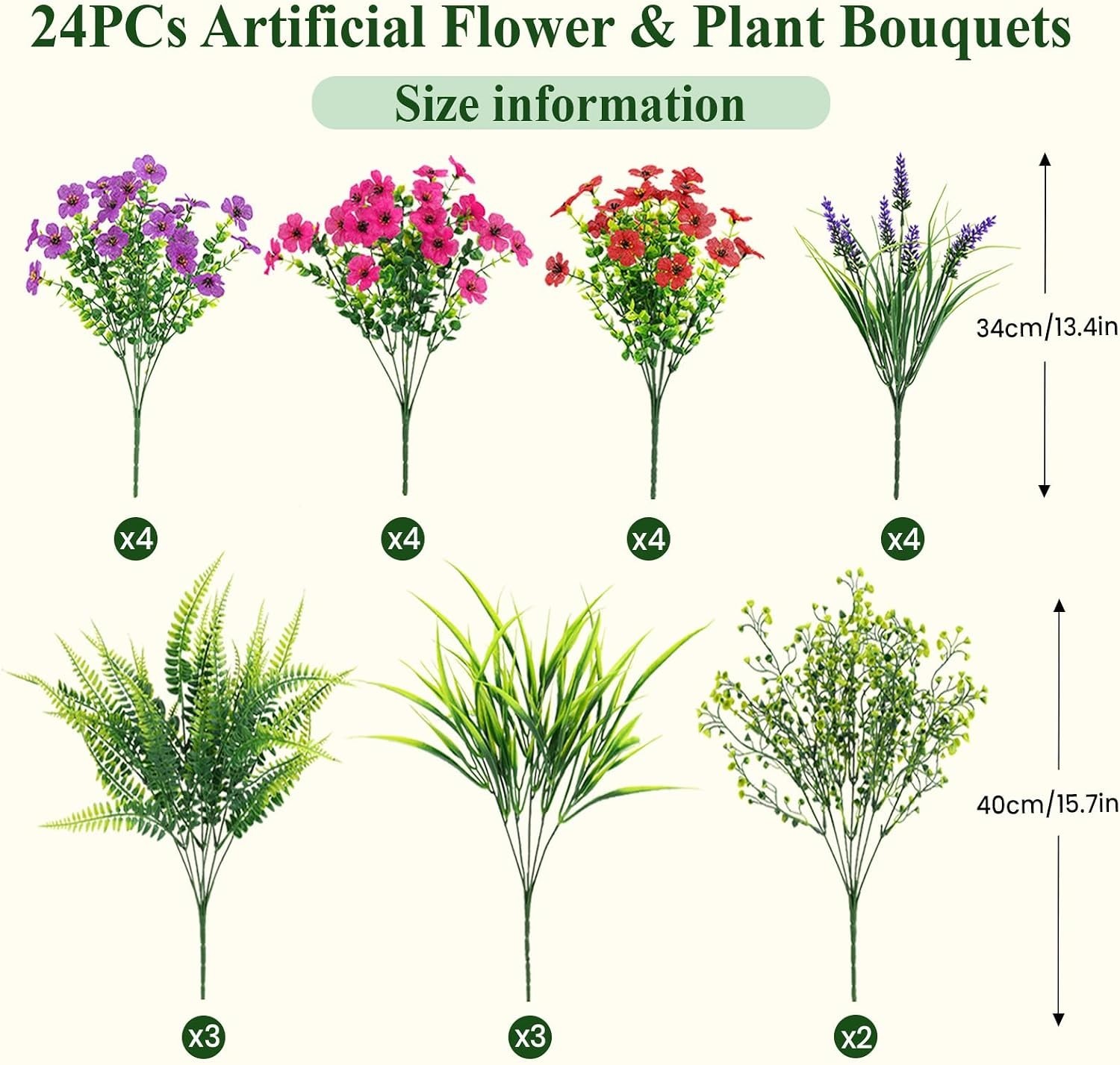 Spring 24 Bundles Faux Plants – Luxurious UV Resistant Decor for -Round Use
