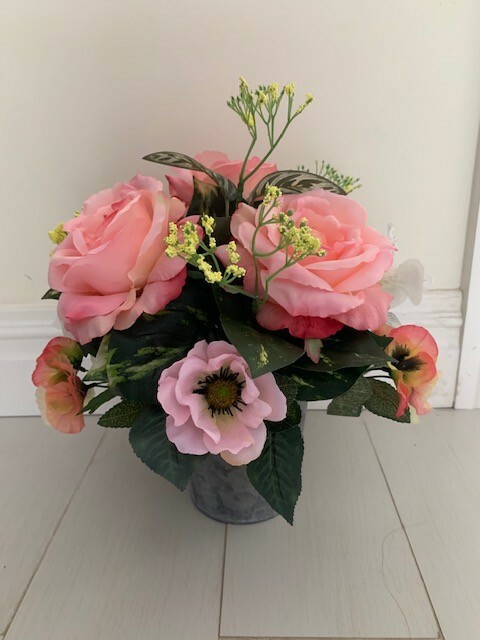 Floral artificial ARRANGEMENT Pink Flower Centerpiece 13 inch Home Decor