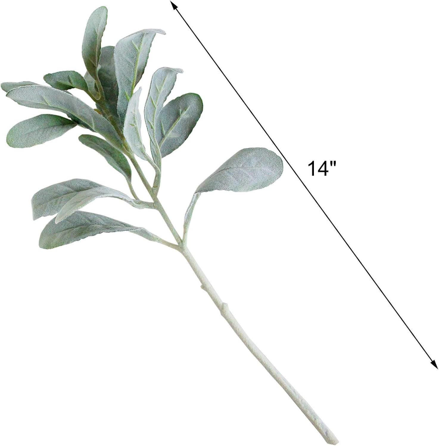 Artificial Flocked Lambs Ear Leaves Dusty Miller Stems Flocked Oak Leaves Lamb’S
