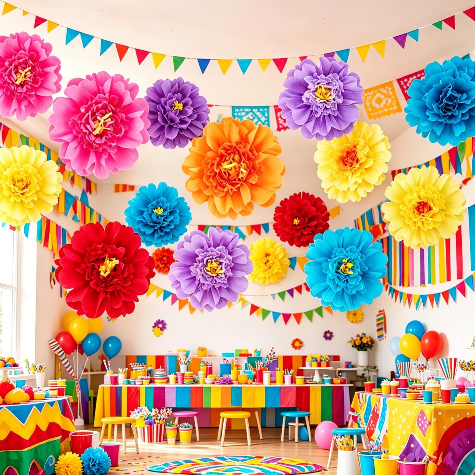Large Paper Flowers Giant Fiesta Tissue Flower Decorations Wall 12 Inch