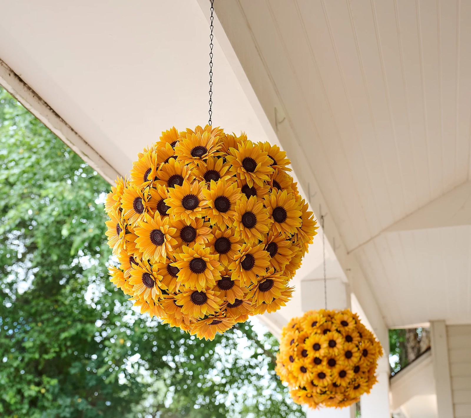 Wicker Park S/2 Oversized 15″ Harvest Faux Sunflower Spheres Yellow NO HARDWARE