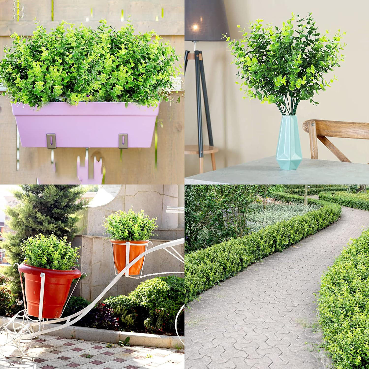 9 Bundles Fake Plants Artificial Boxwood Greenery 63 Stems Indoor Outdoor Decor