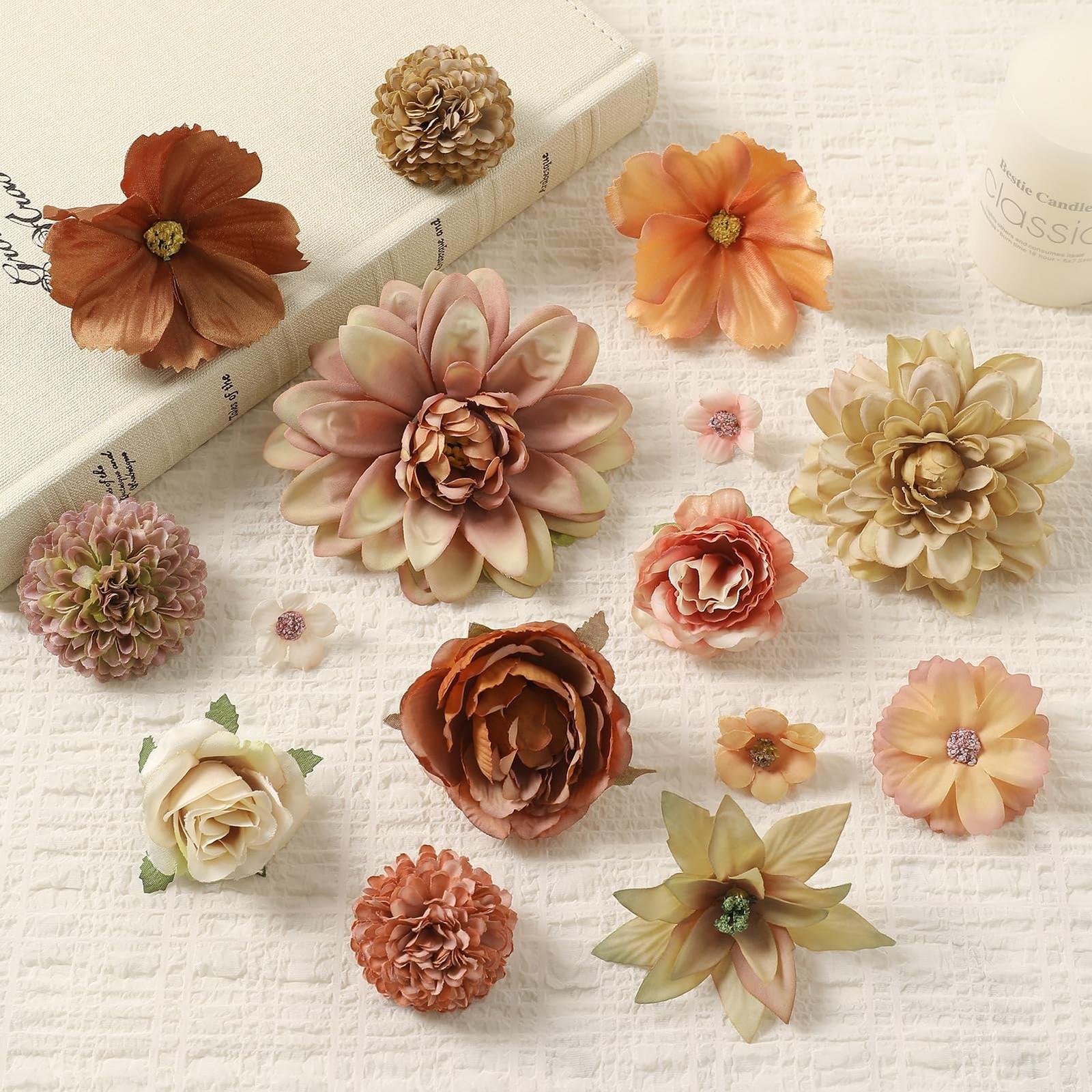 Fake Flower Heads Bulk – Coffee Silk Daisy & Rose Fall Artificial Flower for …