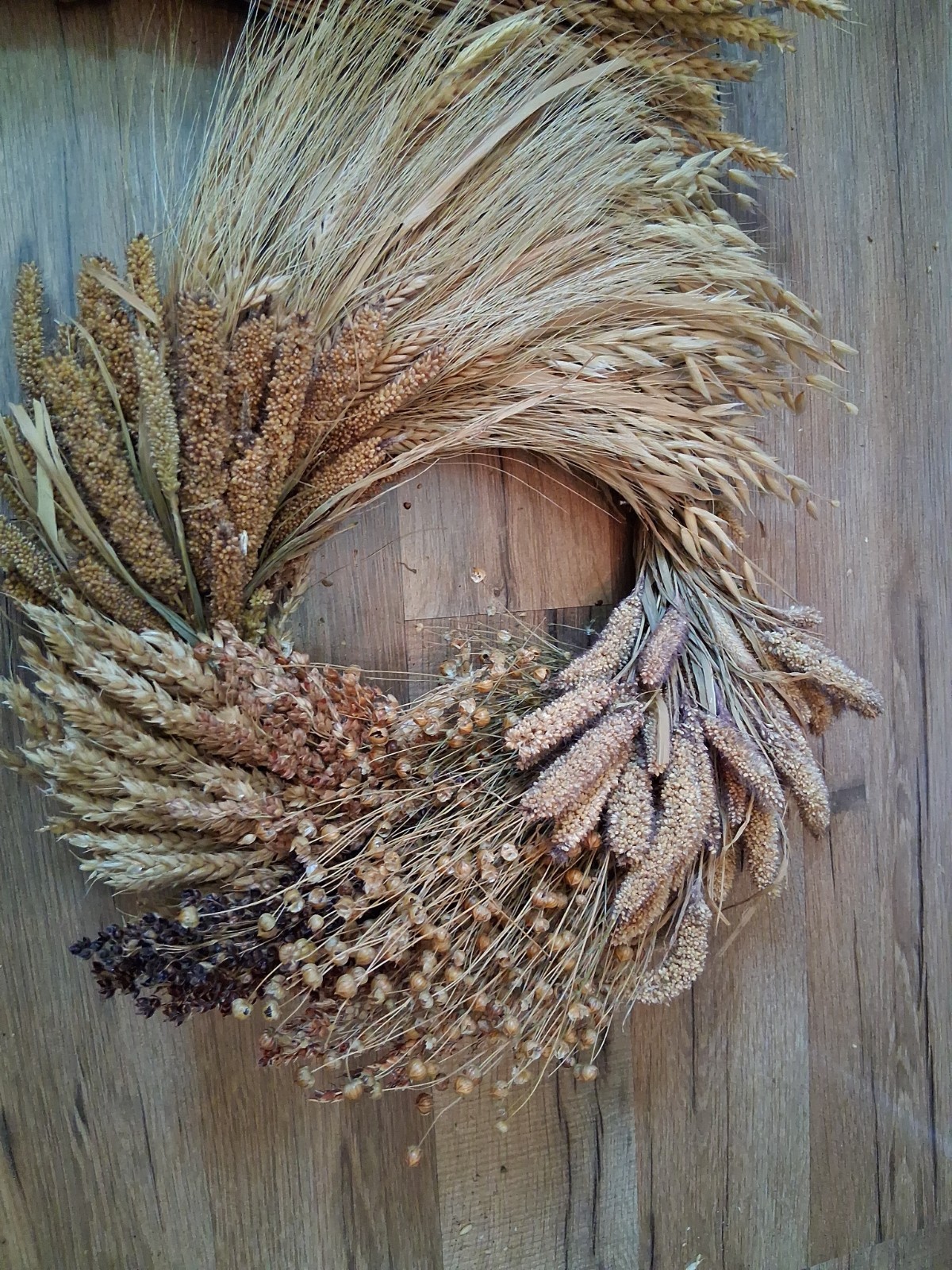 Natural Dried Flower/Wheat Wreath 15″ – Wall Or Door Decor And Wheat Stalks