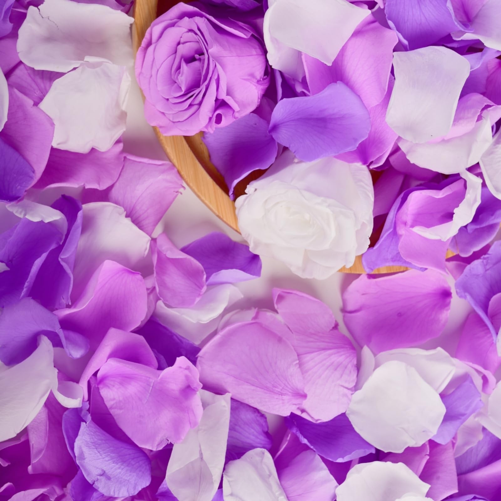 180 PCS Real Purple White Rose Petals for Wedding Flower Girl to Throw, 1.75o…