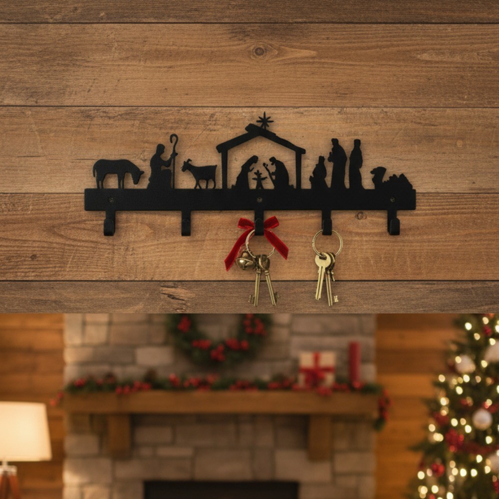 Metal Christmas Stocking Wall Holder with Hooks – Mantel Holiday Decor Gift