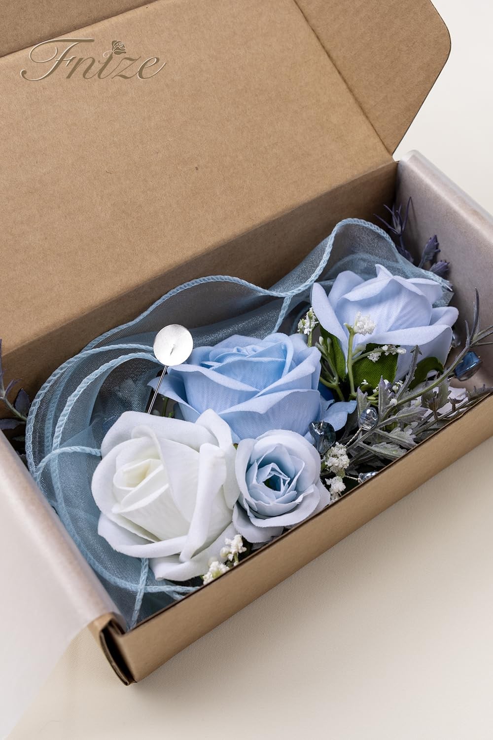 Blue Corsage And Boutonniere Set Wedding Homecoming Prom Artificial Flowers
