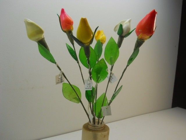 Hand Painted Color Shell Roses Floral Table Decor 3 Pcs Per Set Shells