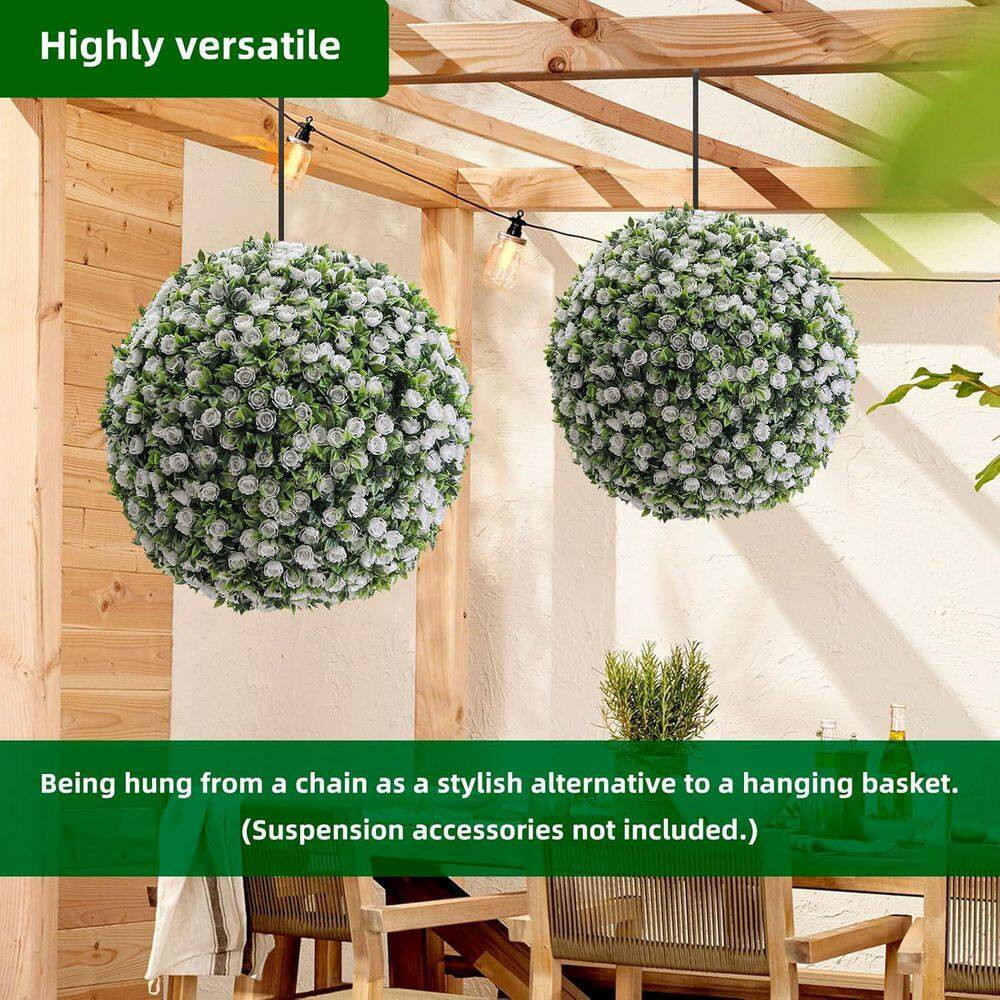 1.8 FT 2PC Artificial Topiary Flower Balls,Hanging Grass Ball for Home Wedding D