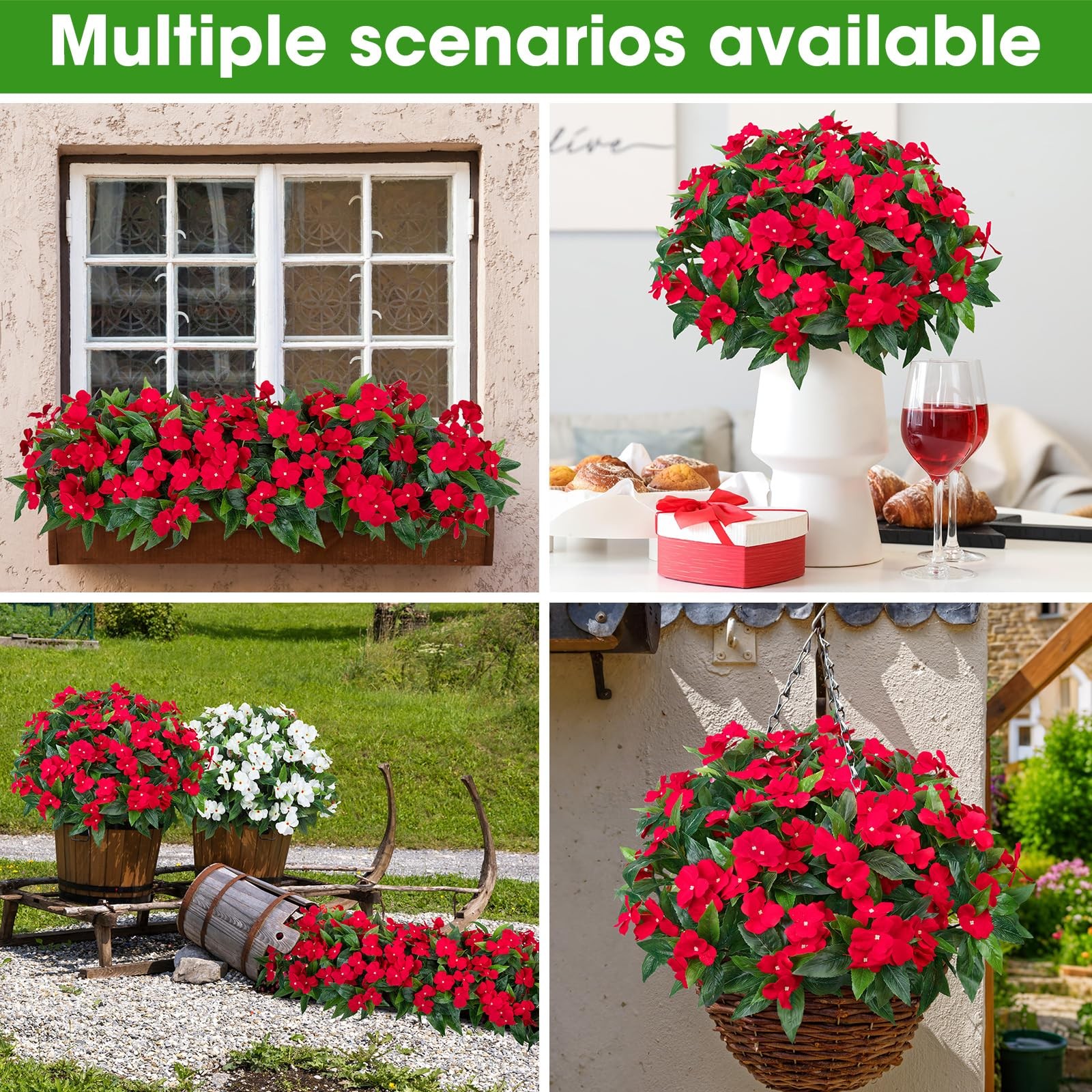 5 Pcs Artificial Flowers for Outdoors Silk Impatiens Flowers Bouquet Decorati…