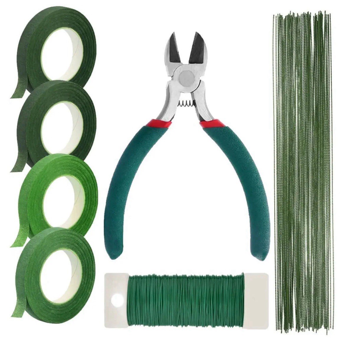 Floral Stem Kit – Floral Wire, String, 2 Shades Of Tape, & Wire Cutters NEW