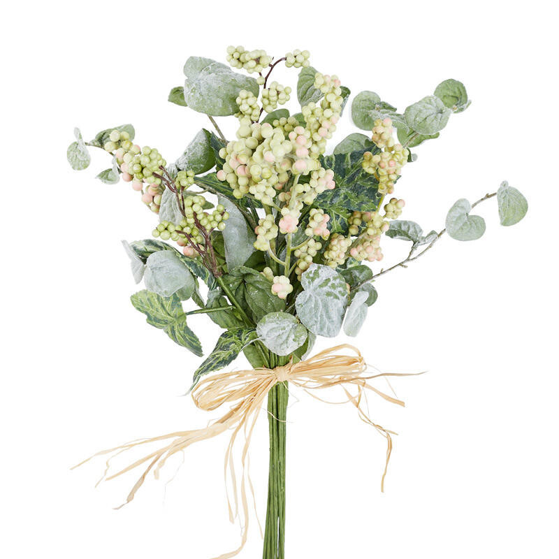 17″ Flocked Artificial Ivy and Berry Decorative Floral Bundle