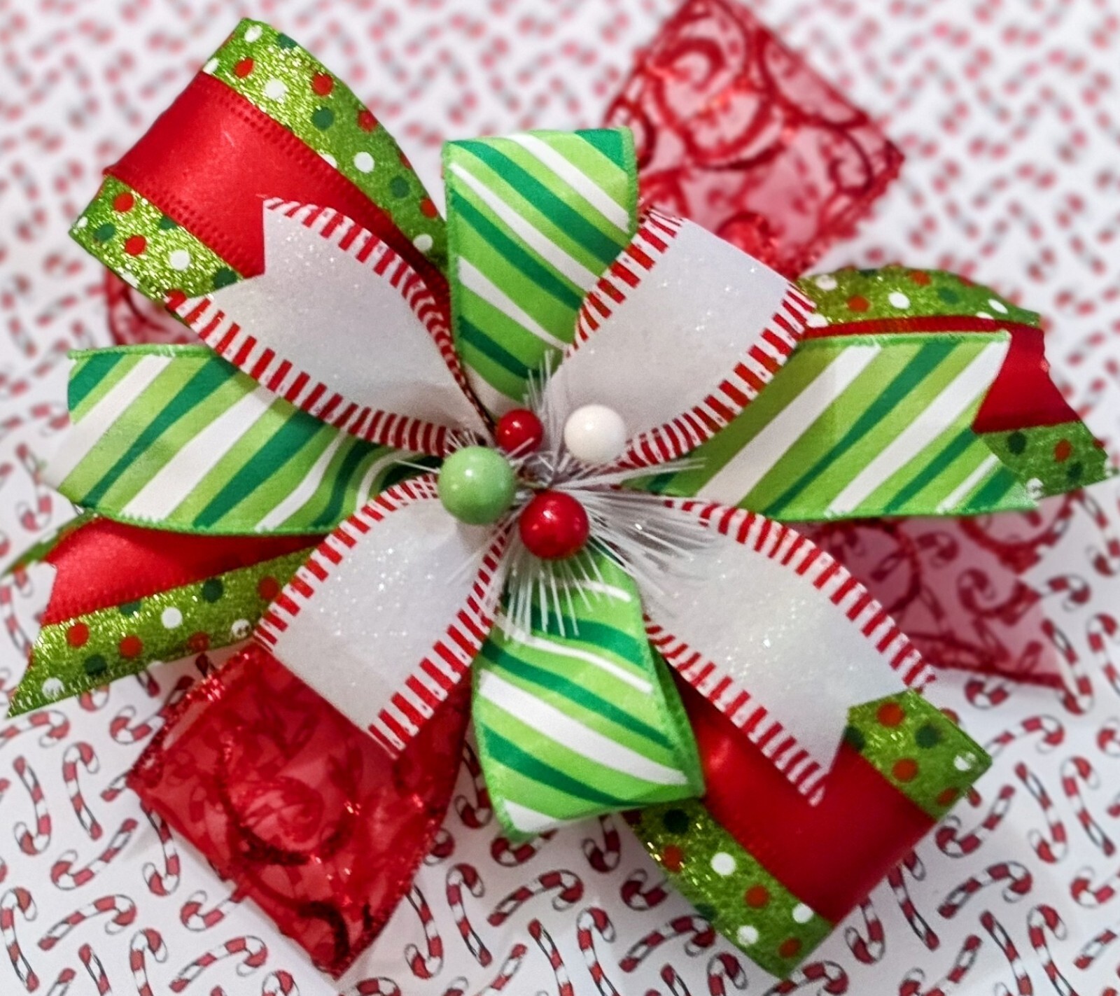 8×8 Grinch Inspired Wreath Bow, Lantern Bow, Door Hanger Bow, Swag or Mantle Bow