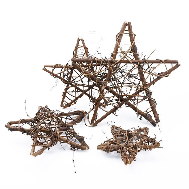 10/15/20cm Artificial Rattan Star Frame Wreath Christmas Decoration Home Wedding