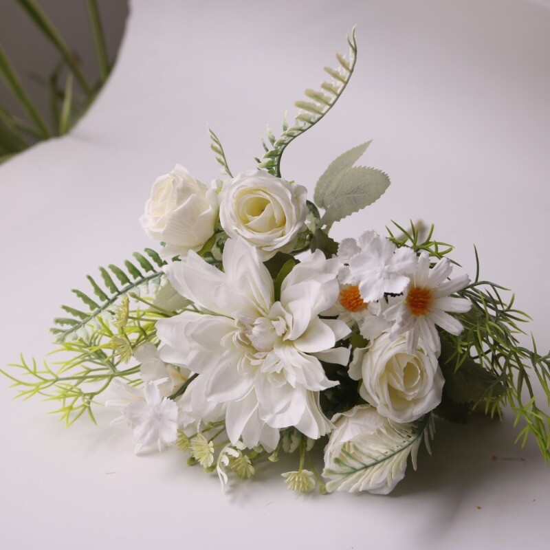 Dahlia Rose Chrysanthemum Simulation Bouquet Silk Flower Bride Wedding Props DIY