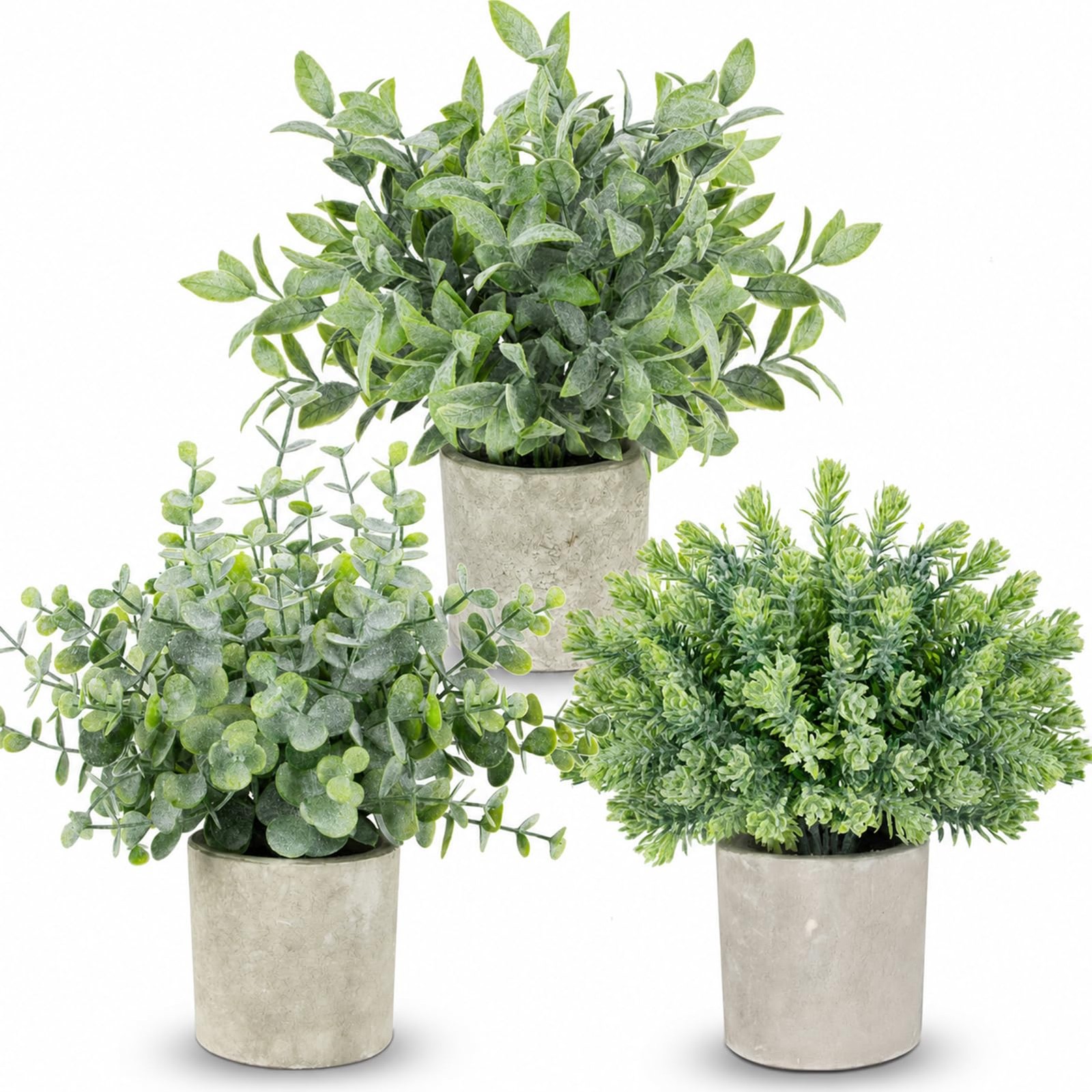 3 Pack Small Potted Fake Plants, Artificial Eucalyptus Plants, Lifelike Faux …