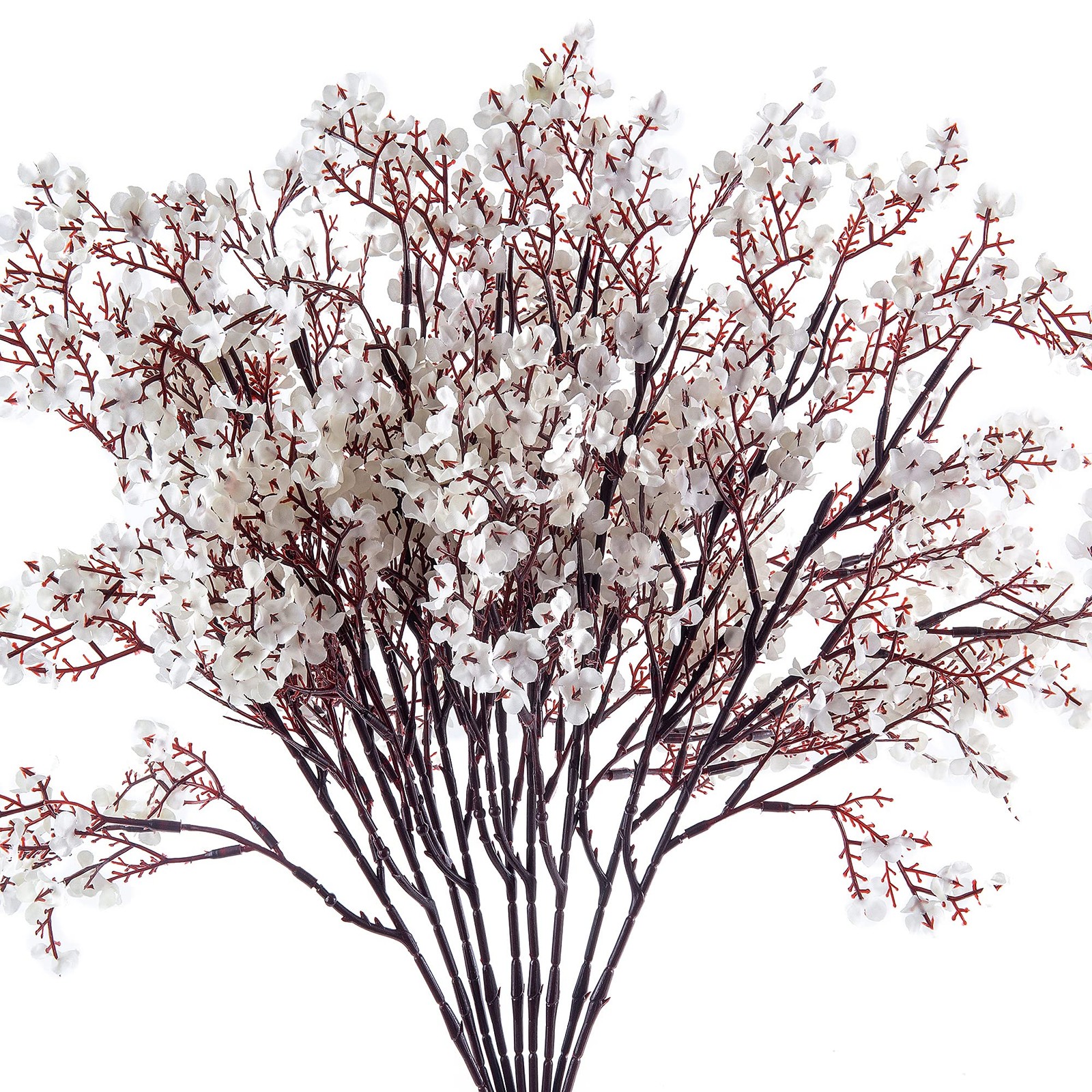 10 PCS White Babys Breath Artificial Fake Flower Bulk Silk Floral Decor